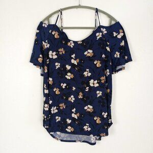 Kaileigh XXL Blouse Cold Shoulder Strappy Floral Print